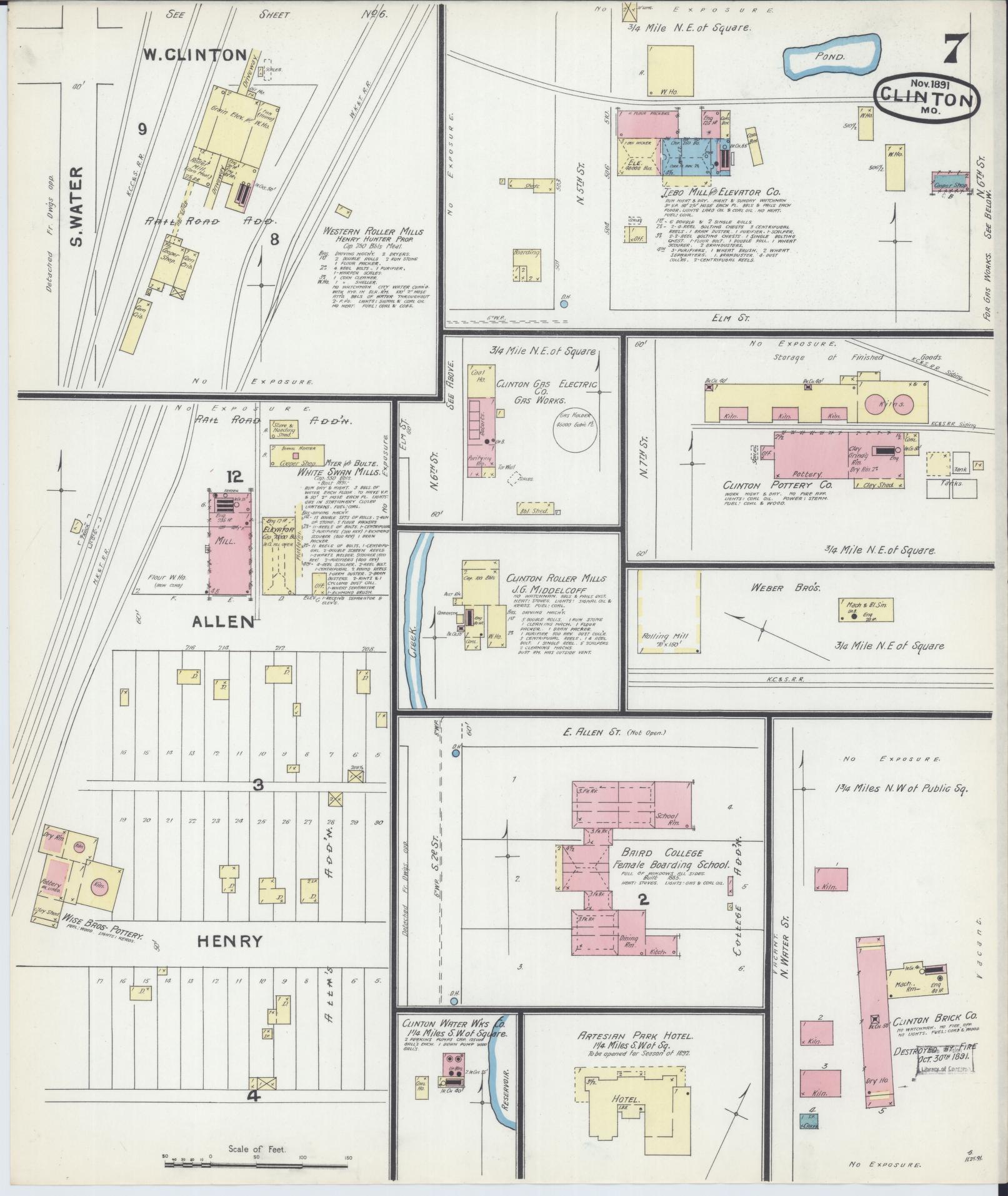 Sanborn Fire Insurance Map from Clinton, Henry County, Missouri (1891), Sheet #0007 - Complete Map Set gallery image, historic Sanborn map, vintage wall art, Missouri Missouri