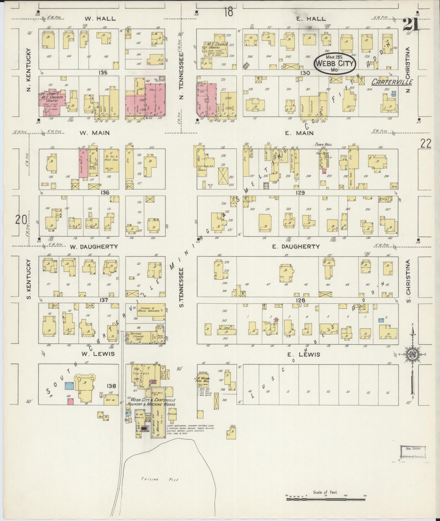 Sanborn Fire Insurance Map from Webb City, Jasper County, Missouri (1915), Sheet #0021 - Complete Map Set gallery image, historic Sanborn map, vintage wall art, Missouri Missouri
