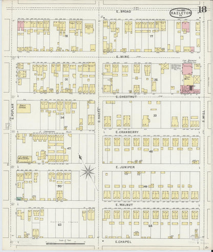 Sanborn Fire Insurance Map from Hazleton, Luzerne County, Pennsylvania (1895), Sheet #0018 - Historic Sanborn Fire Insurance Map Print, vintage old map wall art, antique decor, genealogy gift, Pennsylvania Pennsylvania map