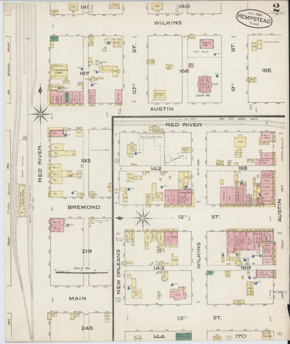 Sanborn Fire Insurance Map from Hempstead, Waller County, Texas (1885), Sheet #0002 - Complete Map Set gallery image, historic Sanborn map, vintage wall art, Texas Texas