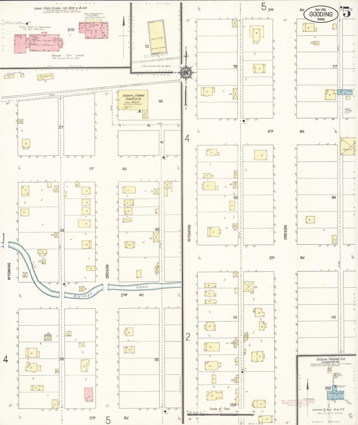 Sanborn Fire Insurance Map from Gooding, Gooding County, Idaho (1915), Sheet #0005 - Complete Map Set gallery image, historic Sanborn map, vintage wall art, Idaho Idaho