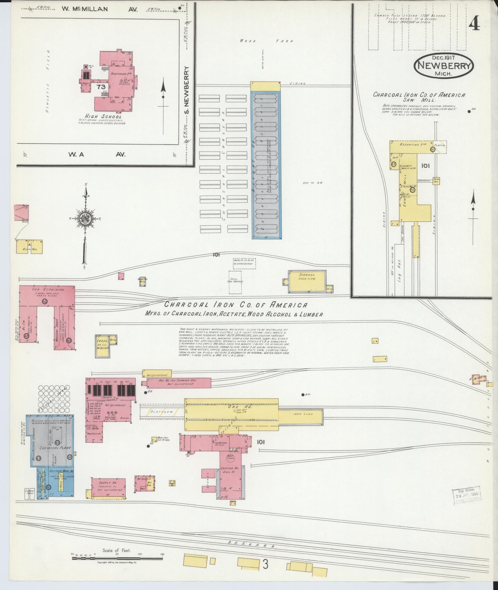 Sanborn Fire Insurance Map from Newberry, Luce County, Michigan (1917), Sheet #0004 - Complete Map Set gallery image, historic Sanborn map, vintage wall art, Michigan Michigan