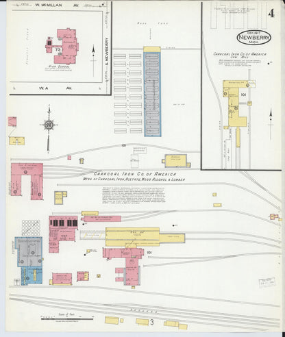 Sanborn Fire Insurance Map from Newberry, Luce County, Michigan (1917), Sheet #0004 - Complete Map Set gallery image, historic Sanborn map, vintage wall art, Michigan Michigan