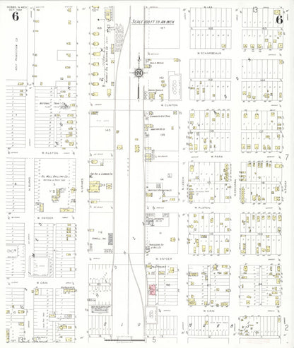 Sanborn Fire Insurance Map from Hobbs, Lea County, New Mexico (1938), Sheet #0006 - Complete Map Set gallery image, historic Sanborn map, vintage wall art, New Mexico New Mexico