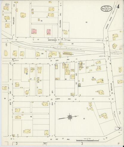 Sanborn Fire Insurance Map from Beckley, Raleigh County, West Virginia (1914), Sheet #0004 - Complete Map Set gallery image, historic Sanborn map, vintage wall art, West Virginia West Virginia