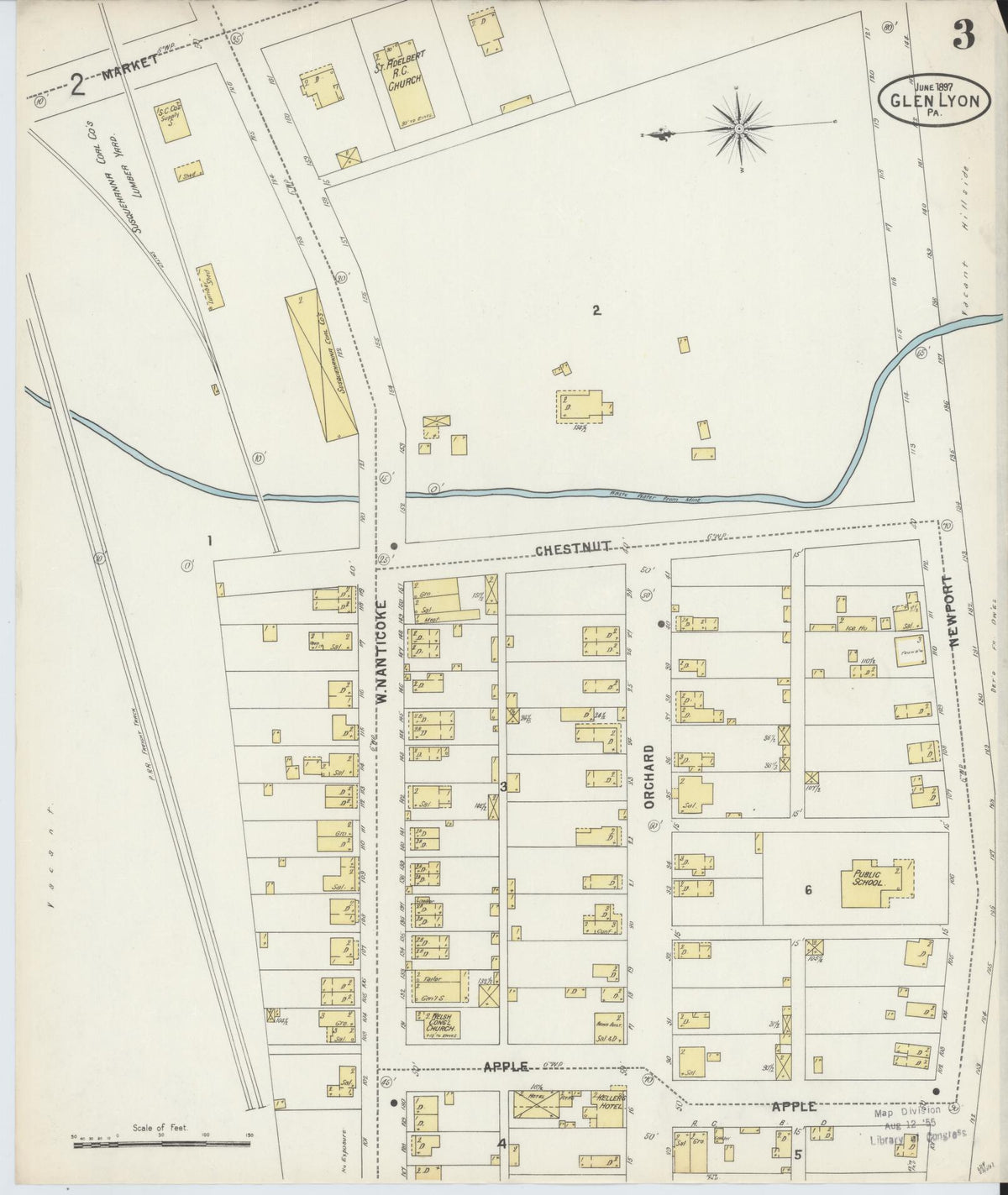 Sanborn Fire Insurance Map from Glen Lyon, Luzerne County, Pennsylvania (1897), Sheet #0003 - Complete Map Set gallery image, historic Sanborn map, vintage wall art, Pennsylvania Pennsylvania