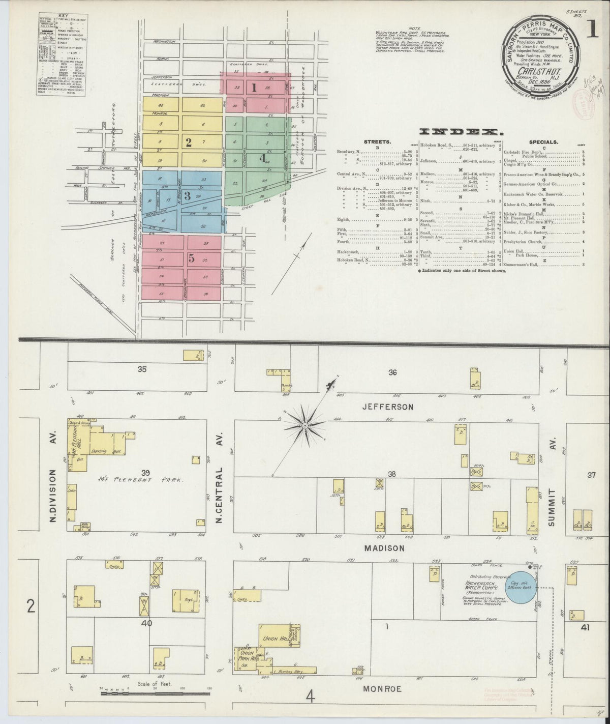 Sanborn Fire Insurance Map from Carlstadt, Bergen County, New Jersey (1896), Sheet #0001 - Complete Map Set gallery image, historic Sanborn map, vintage wall art, New Jersey New Jersey
