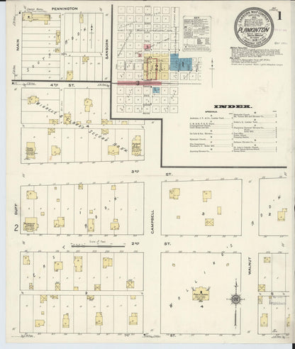 Sanborn Fire Insurance Map from Plankinton, Aurora County, South Dakota (1909), Sheet #0001 - Complete Map Set gallery image, historic Sanborn map, vintage wall art, South Dakota South Dakota