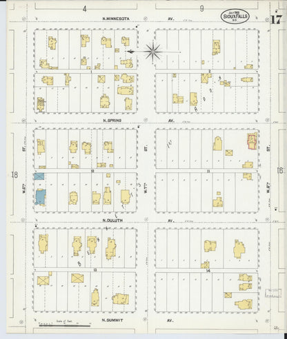 Sanborn Fire Insurance Map from Sioux Falls, Minnehaha County, South Dakota (1902), Sheet #0017 - Complete Map Set gallery image, historic Sanborn map, vintage wall art, South Dakota South Dakota
