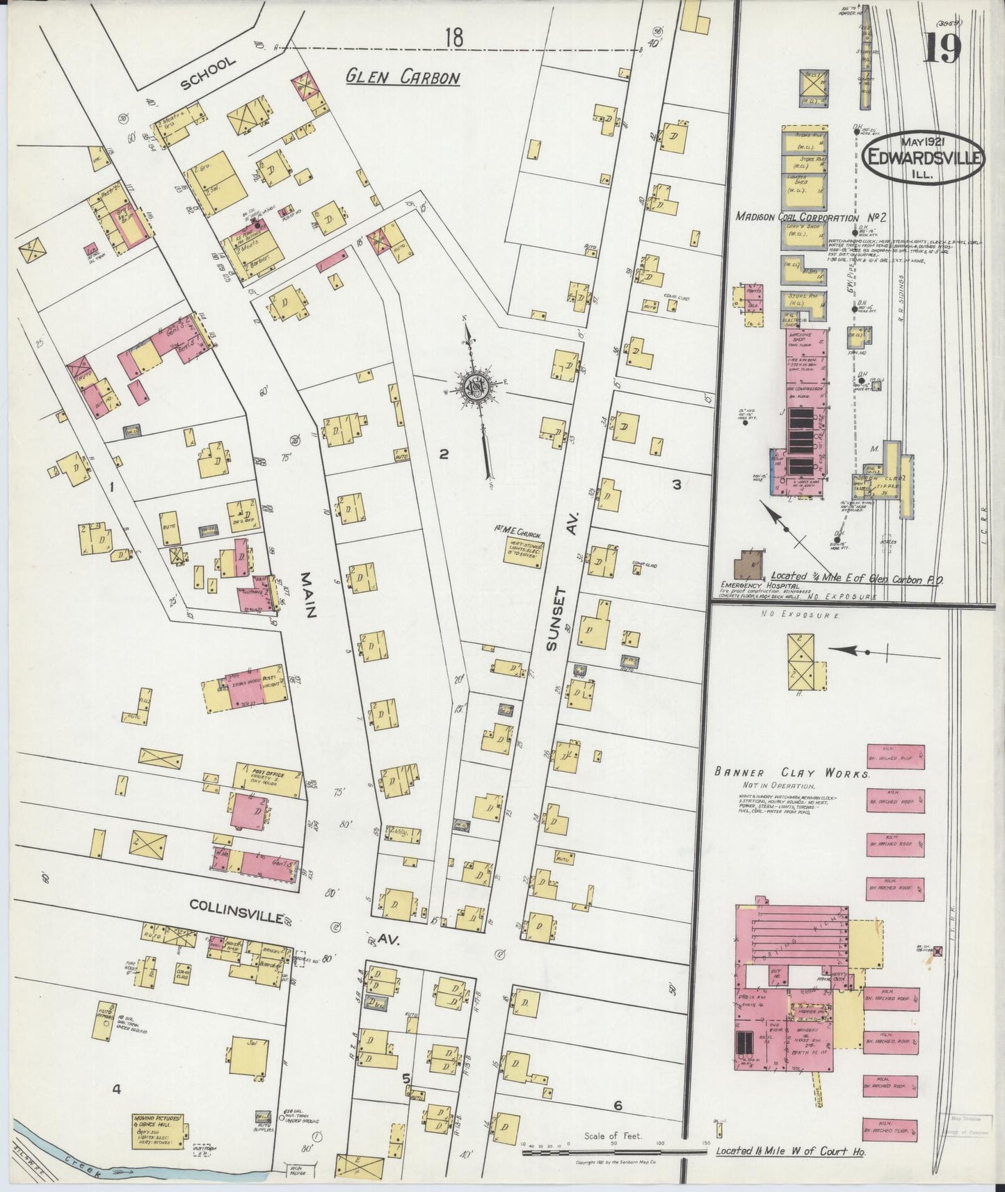 Sanborn Fire Insurance Map from Edwardsville, Madison County, Illinois (1921), Sheet #0019 - Complete Map Set gallery image, historic Sanborn map, vintage wall art, Illinois Illinois