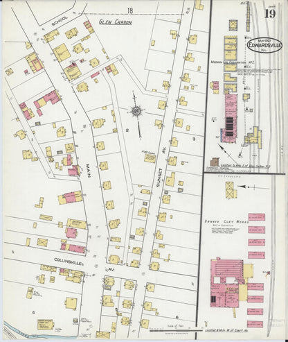 Sanborn Fire Insurance Map from Edwardsville, Madison County, Illinois (1921), Sheet #0019 - Complete Map Set gallery image, historic Sanborn map, vintage wall art, Illinois Illinois