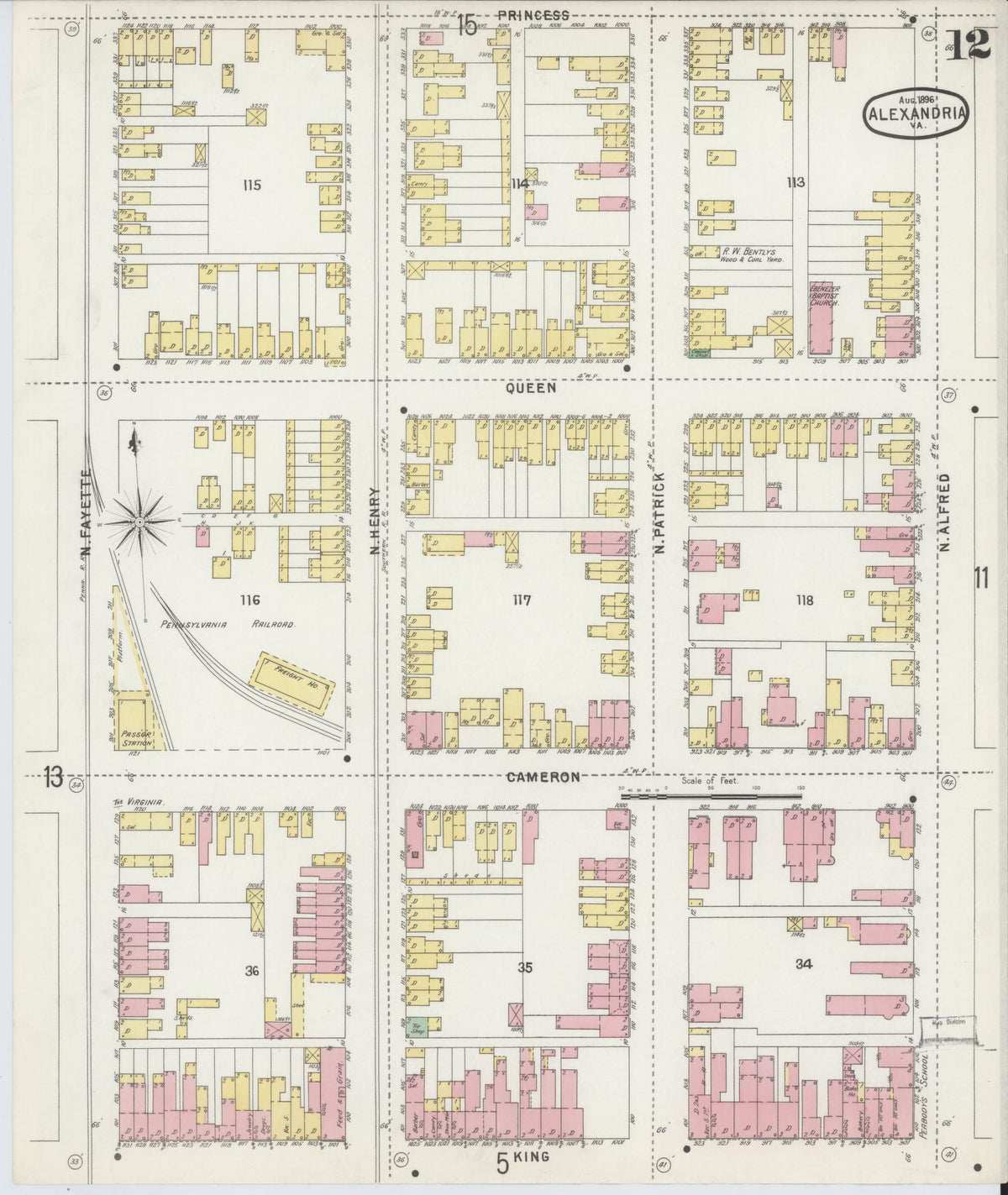 Sanborn Fire Insurance Map from Alexandria, Independent Cities, Virginia (1891), Sheet #0012 - Complete Map Set gallery image, historic Sanborn map, vintage wall art, Virginia Virginia