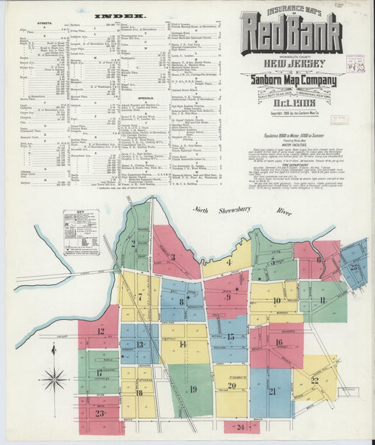 Sanborn Fire Insurance Map from Red Bank, Monmouth County, New Jersey. (1908) – Historic Sanborn Fire Insurance Map Print