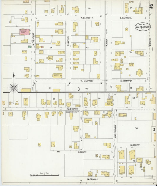 Sanborn Fire Insurance Map from Gainesville, Alachua County, Florida (1903), Sheet #0002 - Historic Sanborn Fire Insurance Map Print, vintage old map wall art, antique decor, genealogy gift, Florida Florida map