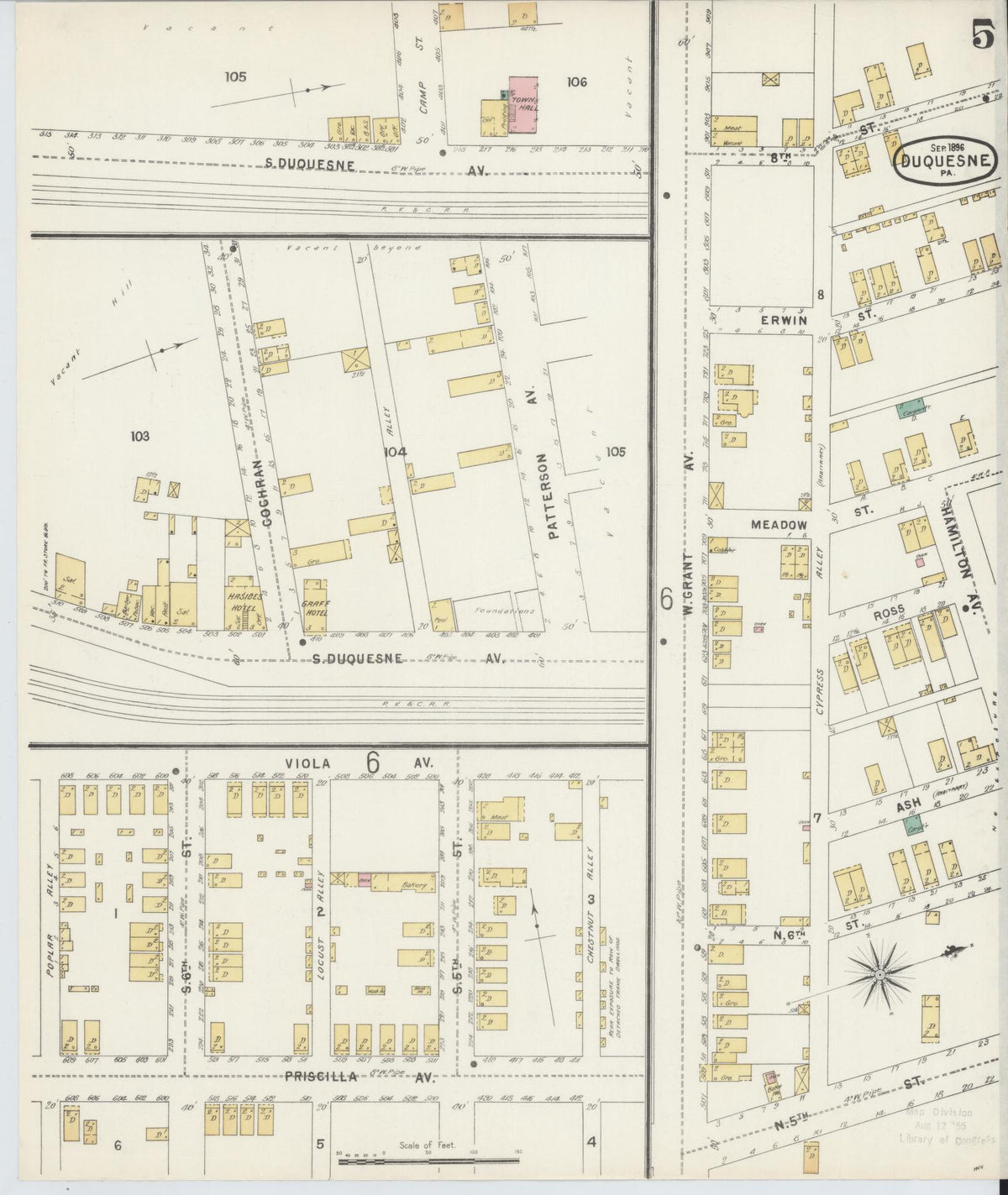 Sanborn Fire Insurance Map from Duquesne, Allegheny County, Pennsylvania (1896), Sheet #0005 - Complete Map Set gallery image, historic Sanborn map, vintage wall art, Pennsylvania Pennsylvania