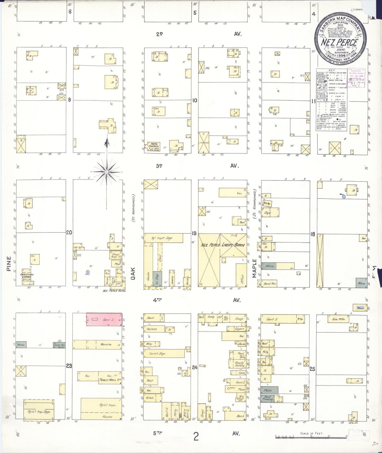 Sanborn Fire Insurance Map from Nez Perce, Lewis County, Idaho (1904), Sheet #0001 - Complete Map Set gallery image, historic Sanborn map, vintage wall art, Idaho Idaho