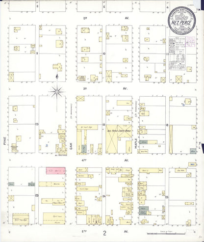 Sanborn Fire Insurance Map from Nez Perce, Lewis County, Idaho (1904), Sheet #0001 - Complete Map Set gallery image, historic Sanborn map, vintage wall art, Idaho Idaho