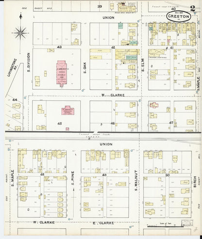 Sanborn Fire Insurance Map from Creston, Union County, Iowa (1891), Sheet #0002 - Historic Sanborn Fire Insurance Map Print