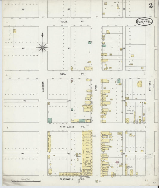 Sanborn Fire Insurance Map from Blackwell, Kay County, Oklahoma (1895), Sheet #0002 - Historic Sanborn Fire Insurance Map Print, vintage old map wall art, antique decor, genealogy gift, Oklahoma Oklahoma map