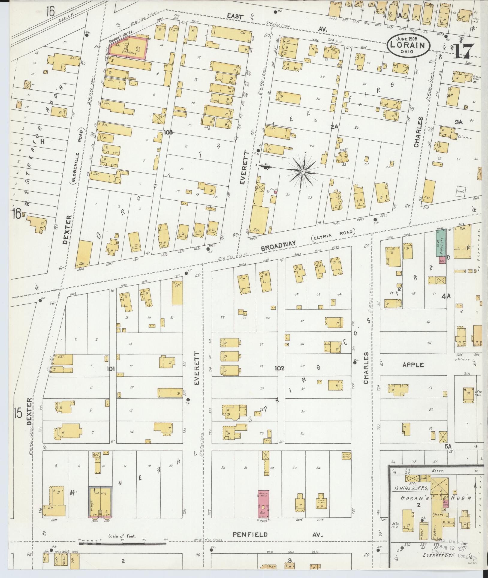 Sanborn Fire Insurance Map from Lorain, Lorain County, Ohio (1905), Sheet #0017 - Complete Map Set gallery image, historic Sanborn map, vintage wall art, Ohio Ohio