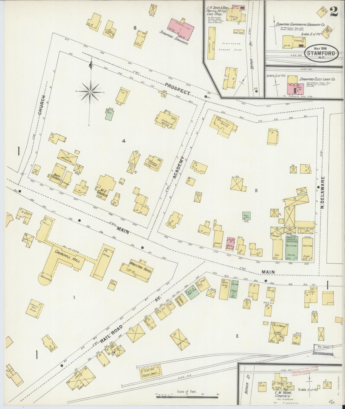 Sanborn Fire Insurance Map from Stamford, Delaware County, New York (1898), Sheet #0002 - Complete Map Set gallery image, historic Sanborn map, vintage wall art, New York New York