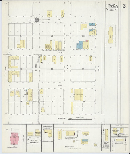 Sanborn Fire Insurance Map from Eldon, Miller County, Missouri (1913), Sheet #0002 - Historic Sanborn Fire Insurance Map Print, vintage old map wall art, antique decor, genealogy gift, Missouri Missouri map
