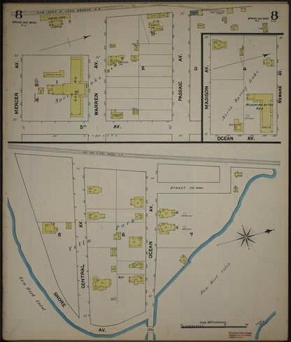 Sanborn Fire Insurance Map from New Jersey Coast, New Jersey Coast, New Jersey (1890), Sheet #0008 - Complete Map Set gallery image, historic Sanborn map, vintage wall art, New Jersey Coast New Jersey