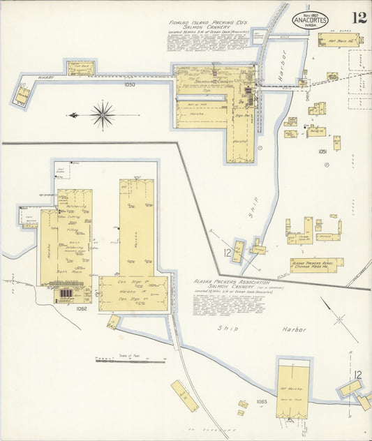 Sanborn Fire Insurance Map from Anacortes, Skagit County, Washington (1907), Sheet #0012 - Historic Sanborn Fire Insurance Map Print, vintage old map wall art, antique decor, genealogy gift, Washington Washington map