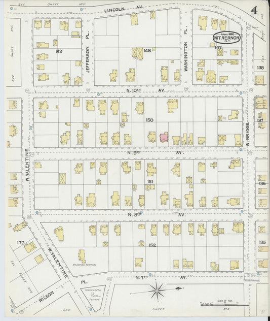 Sanborn Fire Insurance Map from Mount Vernon, Westchester County, New York (1892), Sheet #0004 - Historic Sanborn Fire Insurance Map Print, vintage old map wall art, antique decor, genealogy gift, New York New York map