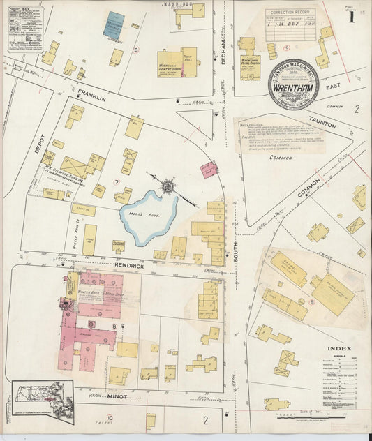 Sanborn Fire Insurance Map from Wrentham, Norfolk County, Massachusetts. (1932) – Historic Sanborn Fire Insurance Map Print
