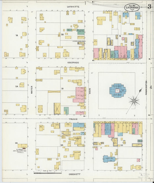 Sanborn Fire Insurance Map from La Grange, Fayette County, Texas (1906), Sheet #0003 - Historic Sanborn Fire Insurance Map Print, vintage old map wall art, antique decor, genealogy gift, Texas Texas map
