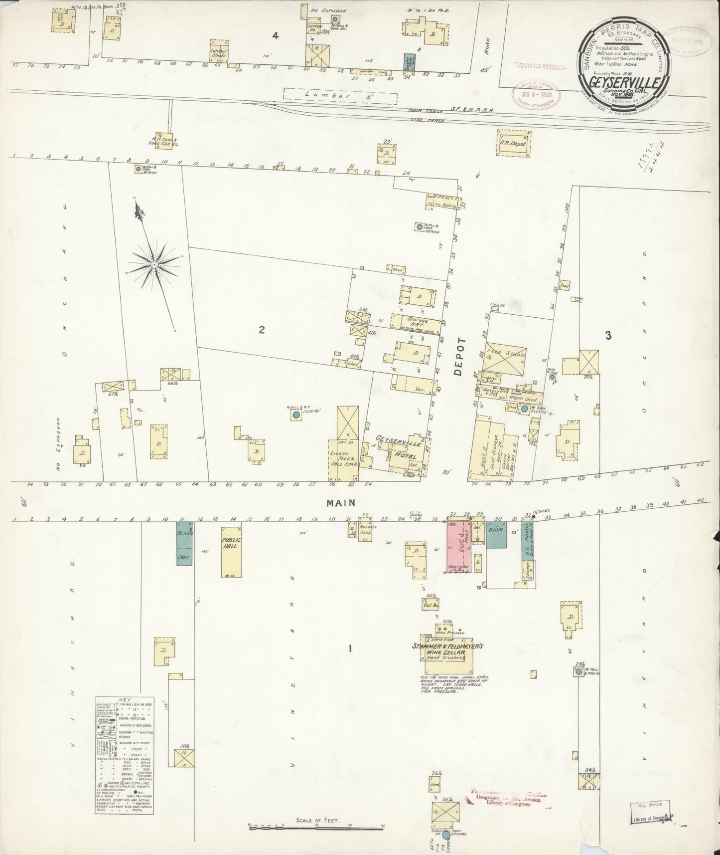 Sanborn Fire Insurance Map from Geyserville, Sonoma County, California (1898), Sheet #0001 - Historic Sanborn Fire Insurance Map Print, vintage old map wall art, antique decor, genealogy gift, California California map