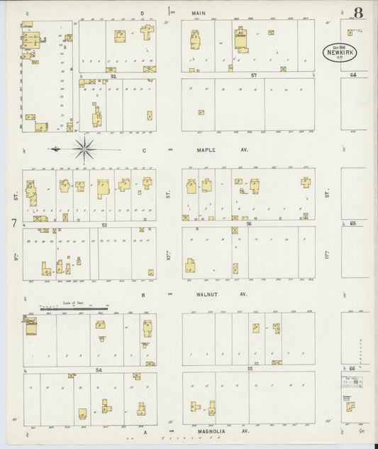 Sanborn Fire Insurance Map from Newkirk, Kay County, Oklahoma (1898), Sheet #0008 - Historic Sanborn Fire Insurance Map Print, vintage old map wall art, antique decor, genealogy gift, Oklahoma Oklahoma map