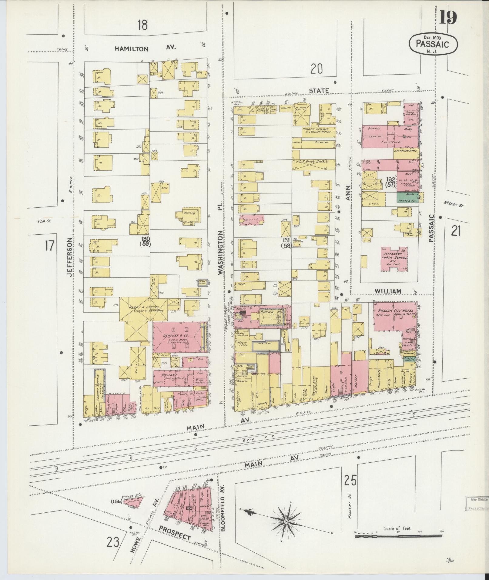 Sanborn Fire Insurance Map from Passaic, Passaic County, New Jersey (1903), Sheet #0019 - Complete Map Set gallery image, historic Sanborn map, vintage wall art, New Jersey New Jersey