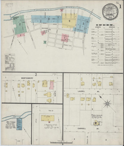Sanborn Fire Insurance Map from Laurel, Prince Georges County, Maryland (1897), Sheet #0001 - Complete Map Set gallery image, historic Sanborn map, vintage wall art, Maryland Maryland