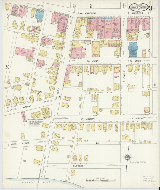 Sanborn Fire Insurance Map from Punxsutawney, Jefferson County, Pennsylvania (1912), Sheet #0003 - Historic Sanborn Fire Insurance Map Print, vintage old map wall art, antique decor, genealogy gift, Pennsylvania Pennsylvania map