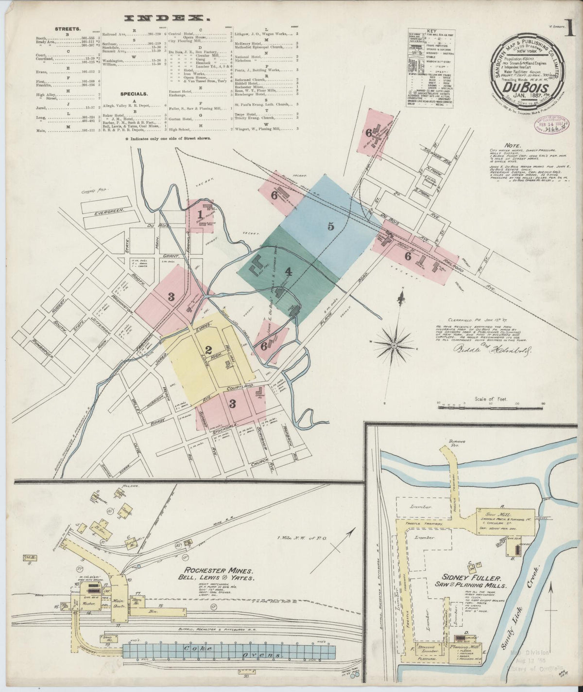 Sanborn Fire Insurance Map from Du Bois, Clearfield County, Pennsylvania (1887), Sheet #0001 - Complete Map Set gallery image, historic Sanborn map, vintage wall art, Pennsylvania Pennsylvania