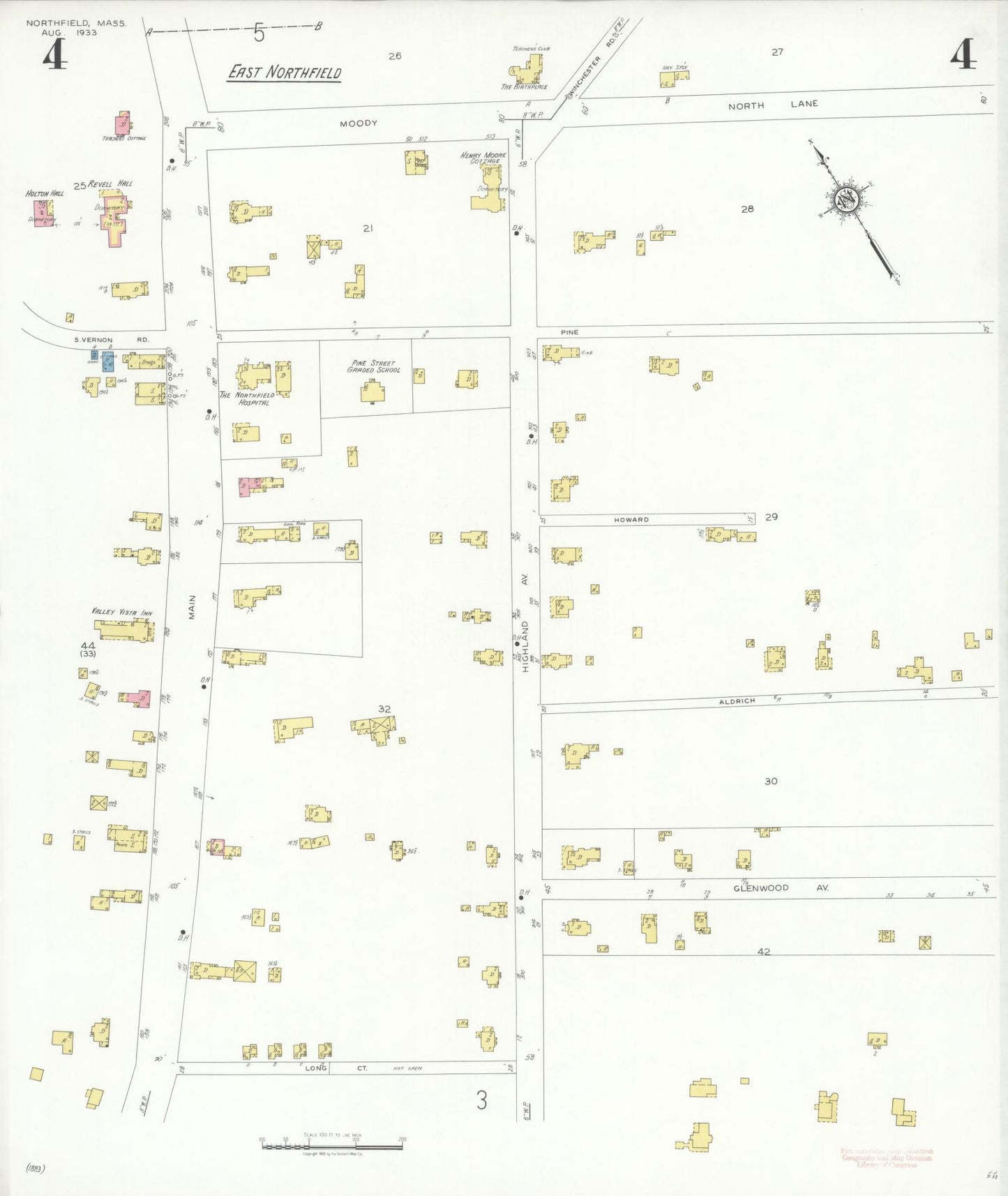 Sanborn Fire Insurance Map from Northfield, Franklin County, Massachusetts (1933), Sheet #0004 - Complete Map Set gallery image, historic Sanborn map, vintage wall art, Massachusetts Massachusetts