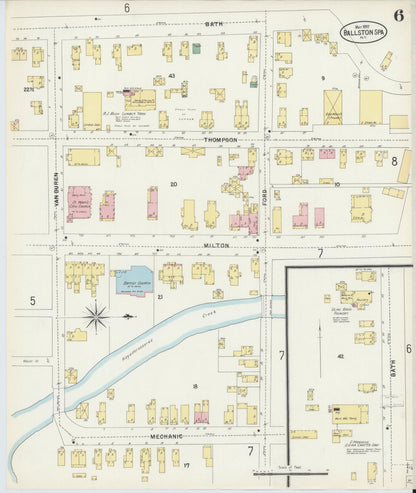 Sanborn Fire Insurance Map from Ballston Spa, Saratoga County, New York (1897), Sheet #0006 - Complete Map Set gallery image, historic Sanborn map, vintage wall art, New York New York