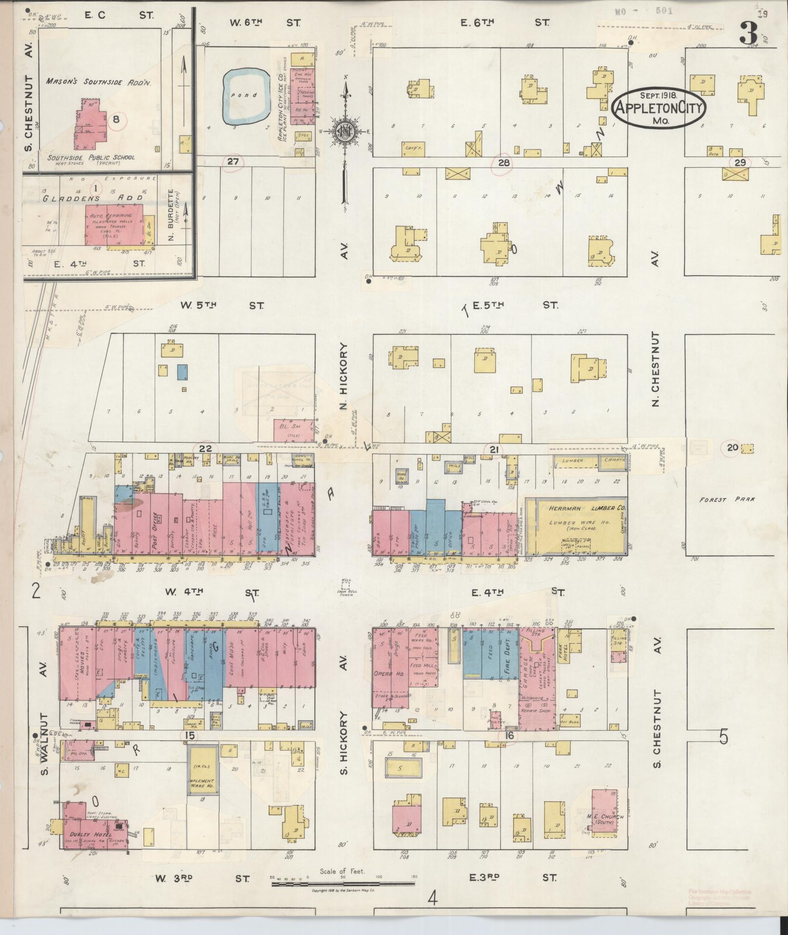 Sanborn Fire Insurance Map from Appleton City, Saint Clair County, Missouri (1935), Sheet #0003 - Complete Map Set gallery image, historic Sanborn map, vintage wall art, Missouri Missouri