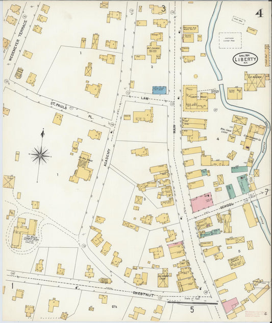 Sanborn Fire Insurance Map from Liberty, Sullivan County, New York (1904), Sheet #0004 - Historic Sanborn Fire Insurance Map Print, vintage old map wall art, antique decor, genealogy gift, New York New York map