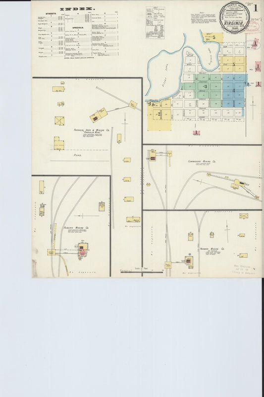 Sanborn Fire Insurance Map from Virginia, Saint Louis County, Minnesota (1897), Sheet #0001 - Complete Map Set gallery image, historic Sanborn map, vintage wall art, Minnesota Minnesota
