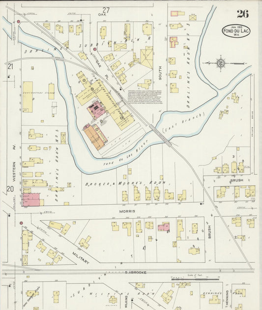 Sanborn Fire Insurance Map from Fond du Lac, Fond du Lac County, Wisconsin (1915), Sheet #0026 - Historic Sanborn Fire Insurance Map Print, vintage old map wall art, antique decor, genealogy gift, Wisconsin Wisconsin map