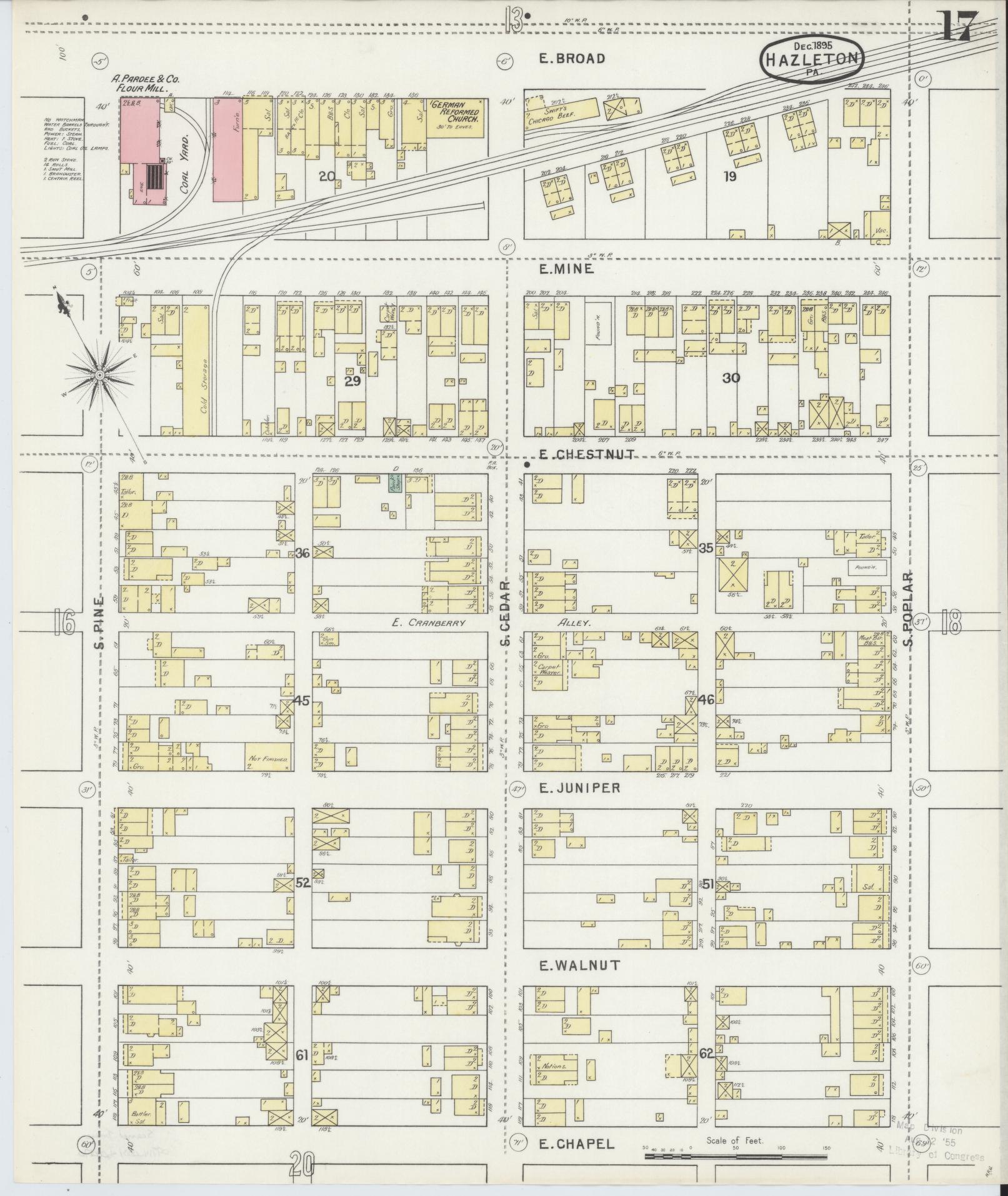 Sanborn Fire Insurance Map from Hazleton, Luzerne County, Pennsylvania (1895), Sheet #0017 - Complete Map Set gallery image, historic Sanborn map, vintage wall art, Pennsylvania Pennsylvania