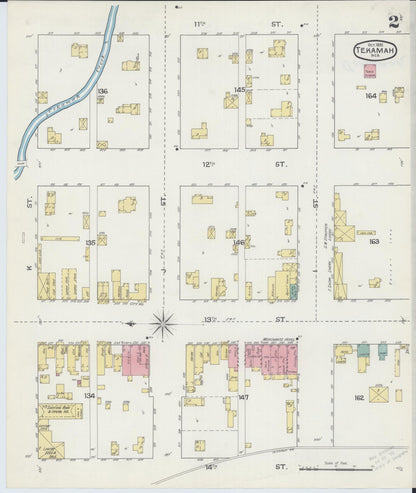 Sanborn Fire Insurance Map from Tekamah, Burt County, Nebraska (1892), Sheet #0002 - Complete Map Set gallery image, historic Sanborn map, vintage wall art, Nebraska Nebraska