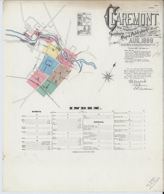 Sanborn Fire Insurance Map from Claremont, Sullivan County, New Hampshire. (1889) – Historic Sanborn Fire Insurance Map Print