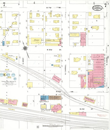 Sanborn Fire Insurance Map from Carroll, Carroll County, Iowa (1923), Sheet #0007 - Historic Sanborn Fire Insurance Map Print