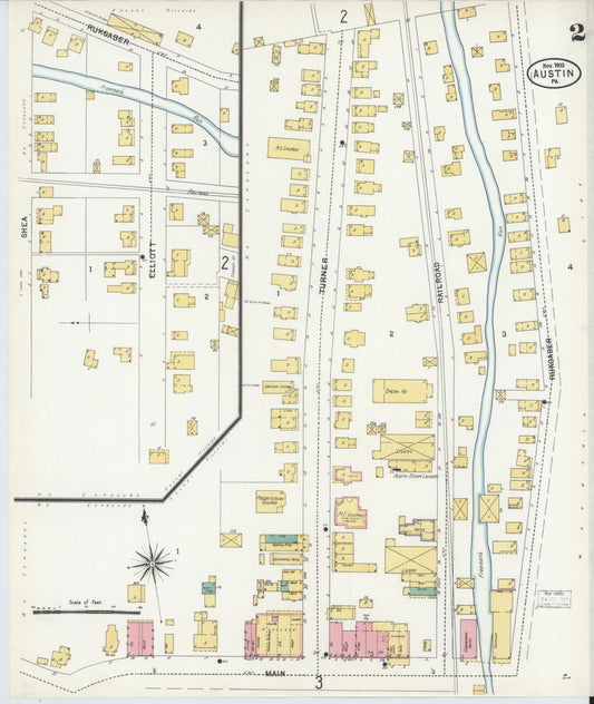 Sanborn Fire Insurance Map from Austin, Potter County, Pennsylvania (1903), Sheet #0002 - Historic Sanborn Fire Insurance Map Print, vintage old map wall art, antique decor, genealogy gift, Pennsylvania Pennsylvania map