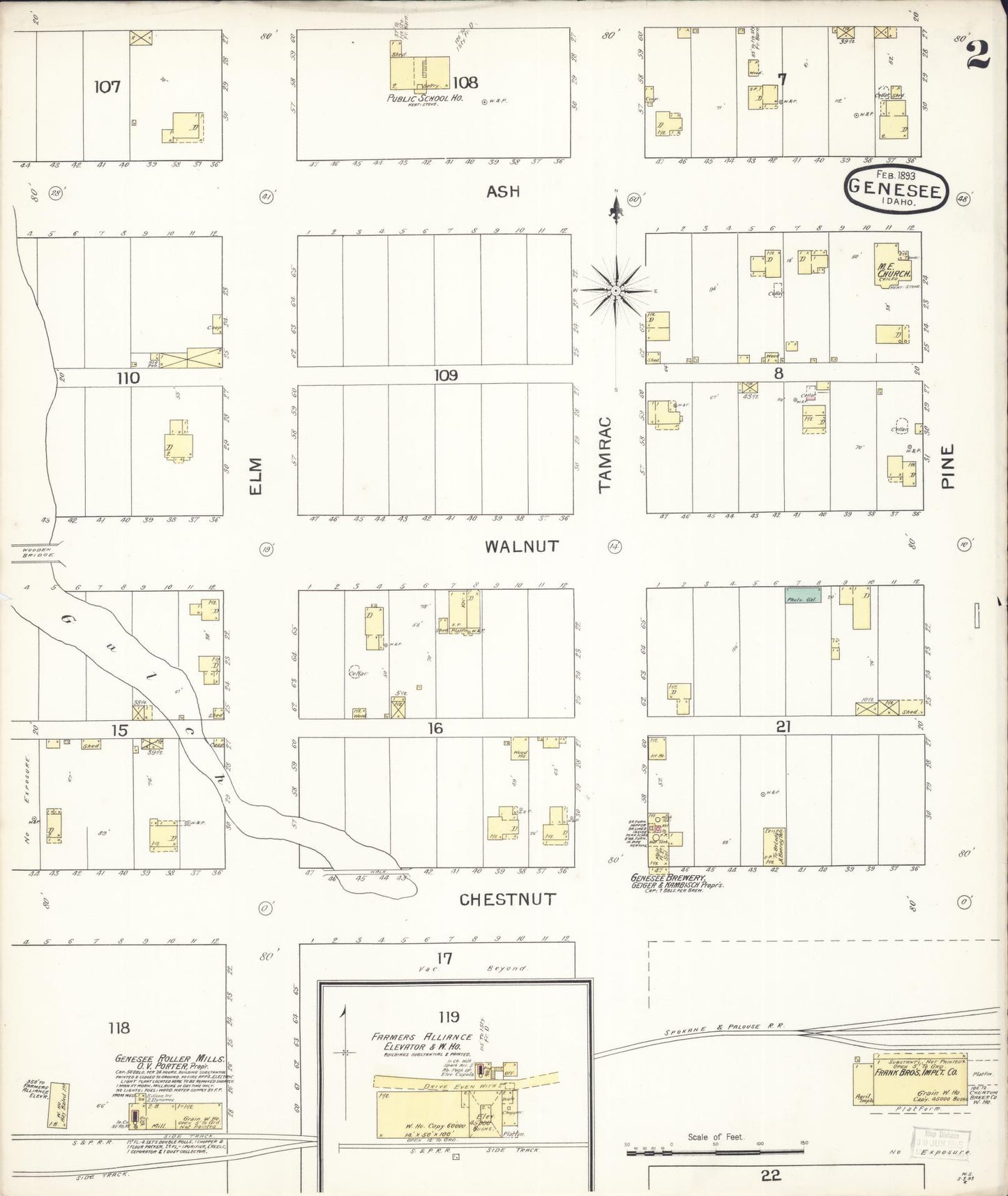 Sanborn Fire Insurance Map from Genesee, Latah County, Idaho (1893), Sheet #0002 - Historic Sanborn Fire Insurance Map Print, vintage old map wall art, antique decor, genealogy gift, Idaho Idaho map