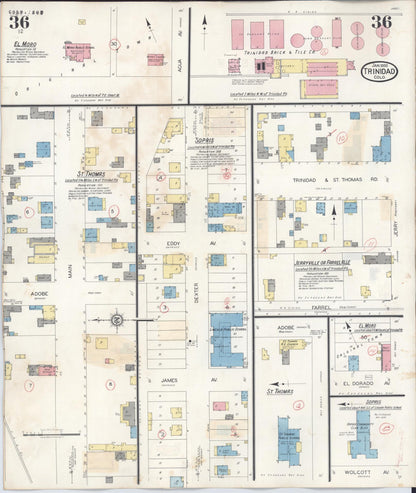 Sanborn Fire Insurance Map from Trinidad, Las Animas County, Colorado (1948), Sheet #0036 - Complete Map Set gallery image, historic Sanborn map, vintage wall art, Colorado Colorado